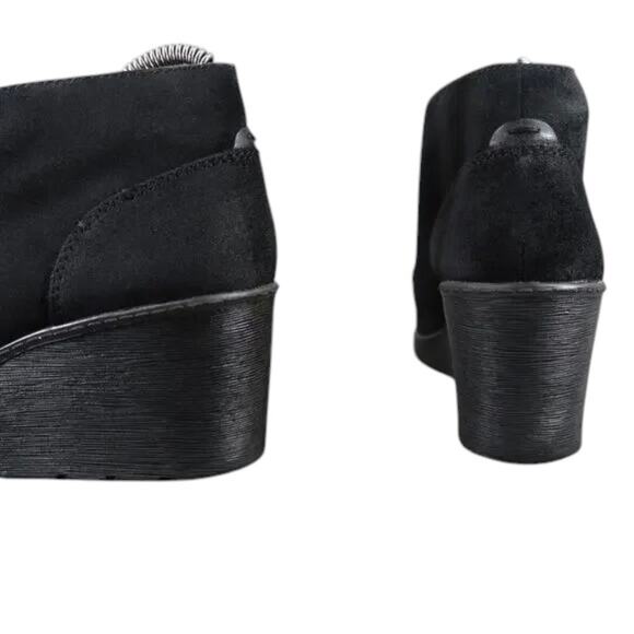 Clarks Shoes Women 7.5 Bootie Wedge Fashion Comfort Leather Classic Chukka Black - Picture 4 of 12